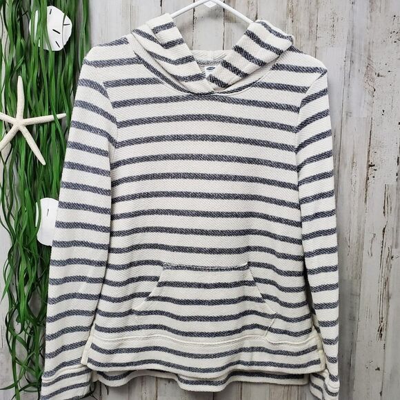 Old Navy Striped Hoodie Sweater Beige Black Size Small - Picture 1 of 8